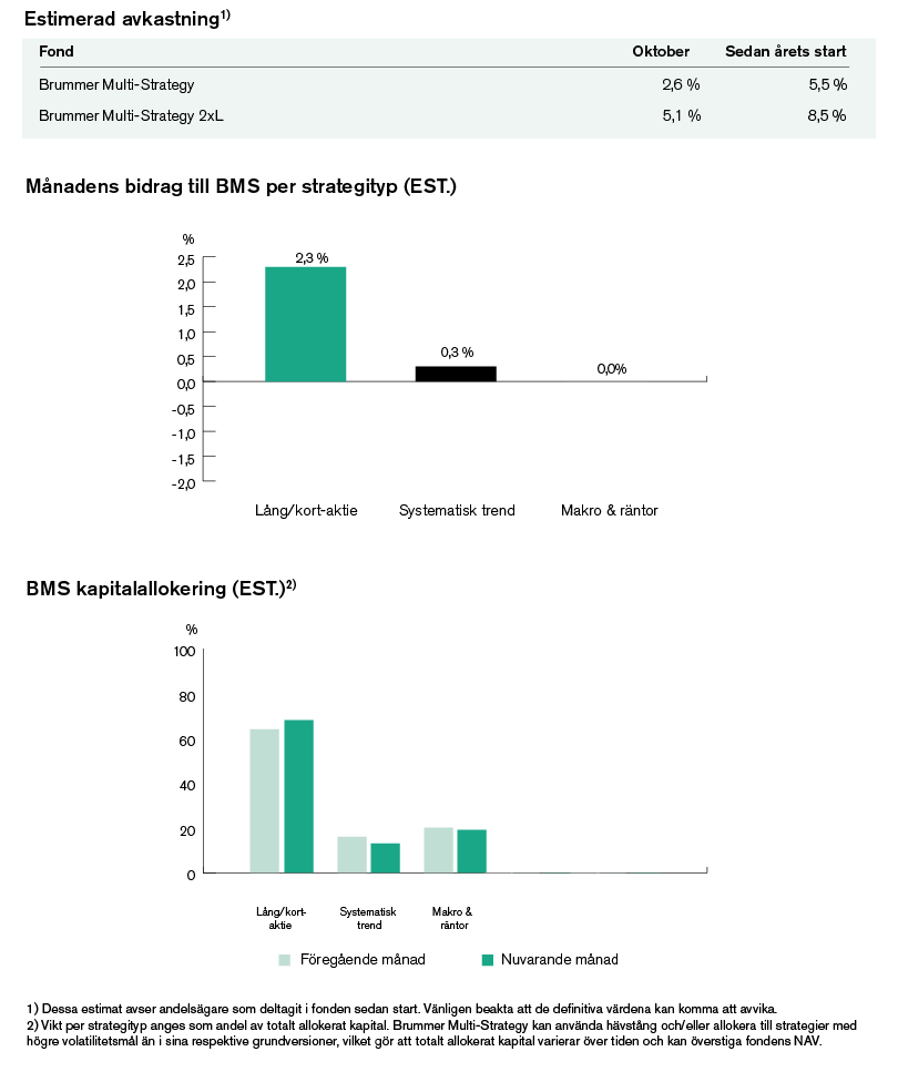 En graf som beskriver allokeringen för månaden